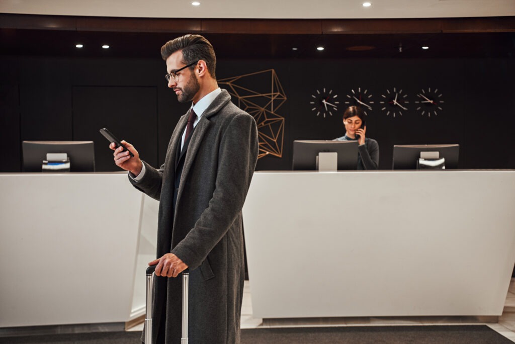 Hotel guest in lobby